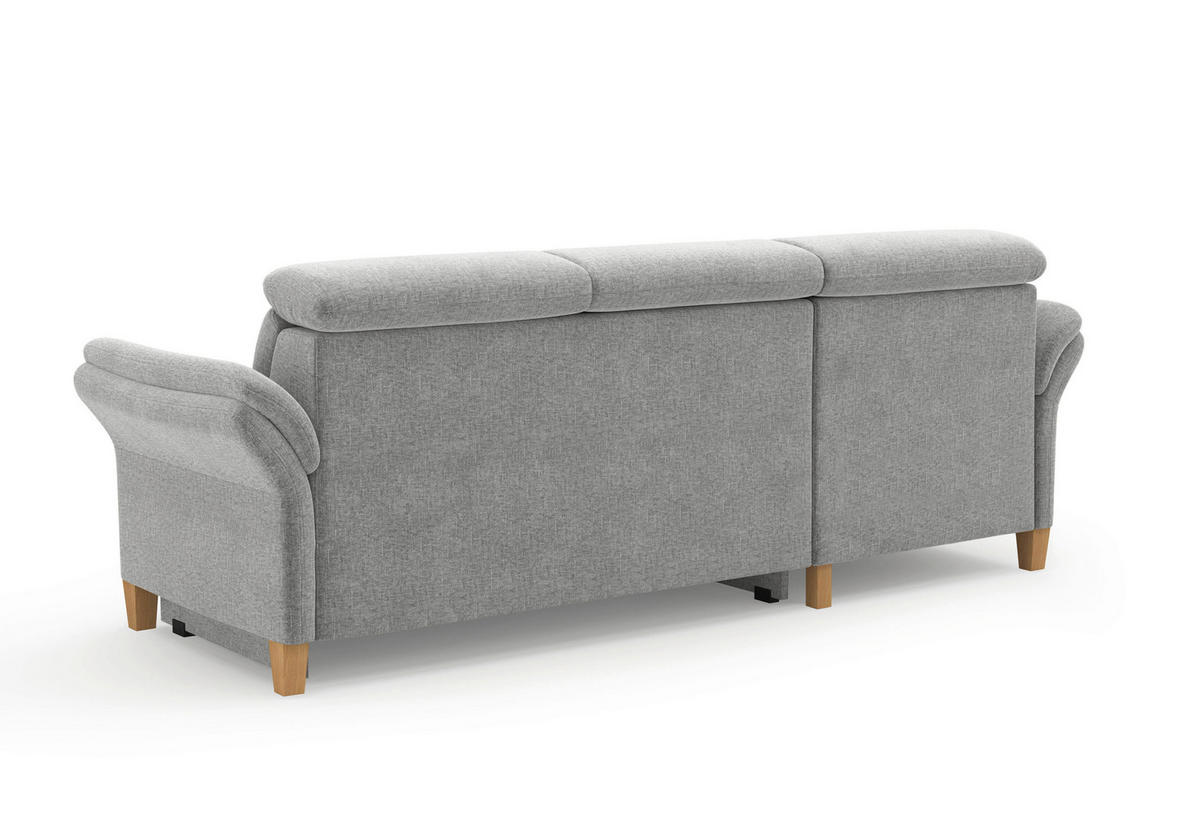 ECKSOFA GLENDALE E Hellgrau Flachgewebe  - Eichefarben/Hellgrau, KONVENTIONELL, Holz/Textil (166/253cm) - Sit & More