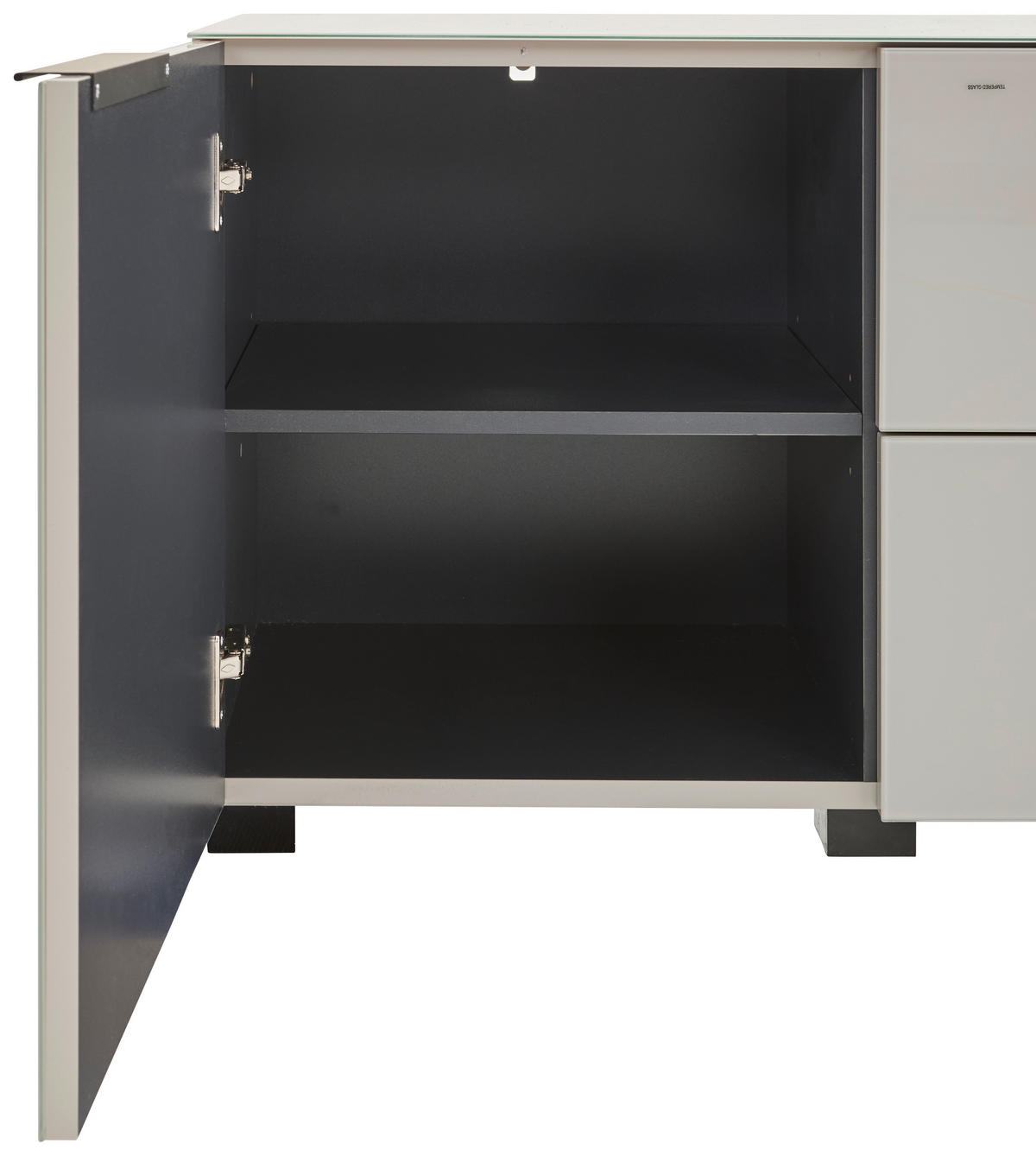 LOWBOARD  in 180/54.7/42 cm  - Kaschmir/Schwarz, Design, Glas/Holzwerkstoff (180/54.7/42cm) - Novel