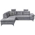 ECKSOFA Grau Velours  - Schwarz/Grau, KONVENTIONELL, Kunststoff/Textil (218/275cm) - Carryhome