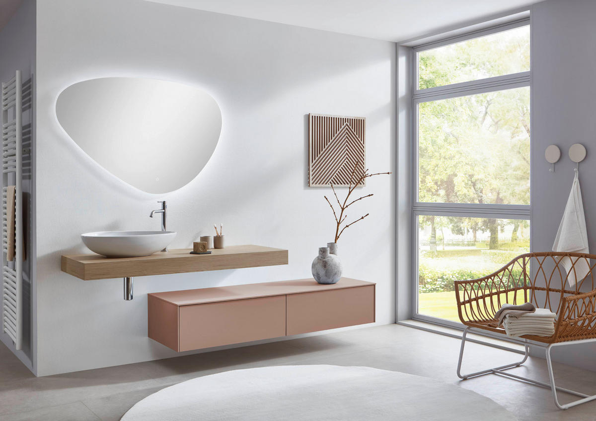 BADEZIMMER 6-teilig  in 162 cm  - Koralle/Eichefarben, MODERN, Keramik/Holzwerkstoff (162cm) - Celina Home