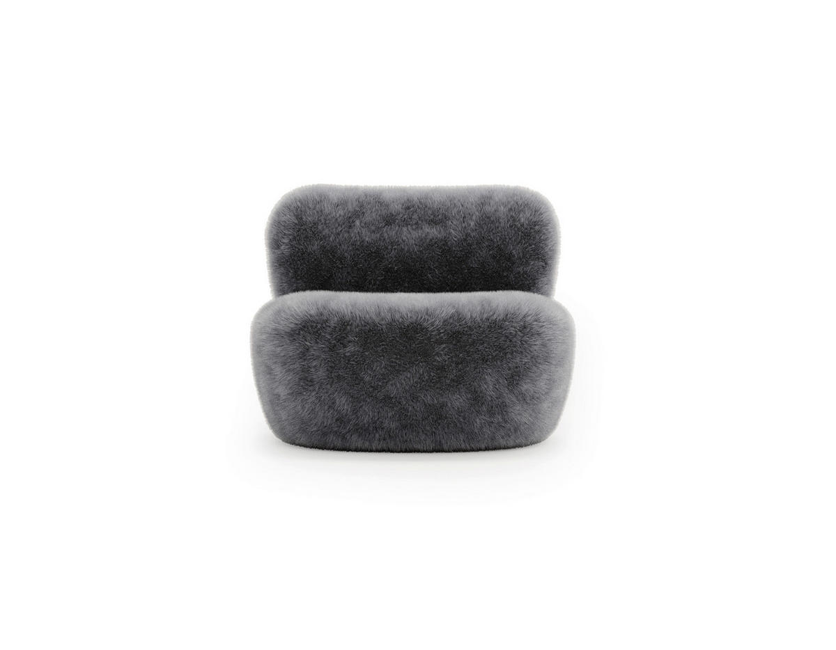 SESSEL Teddystoff Dunkelgrau  - Dunkelgrau/Schwarz, Design, Holz/Textil (76/70/70cm) - Livetastic