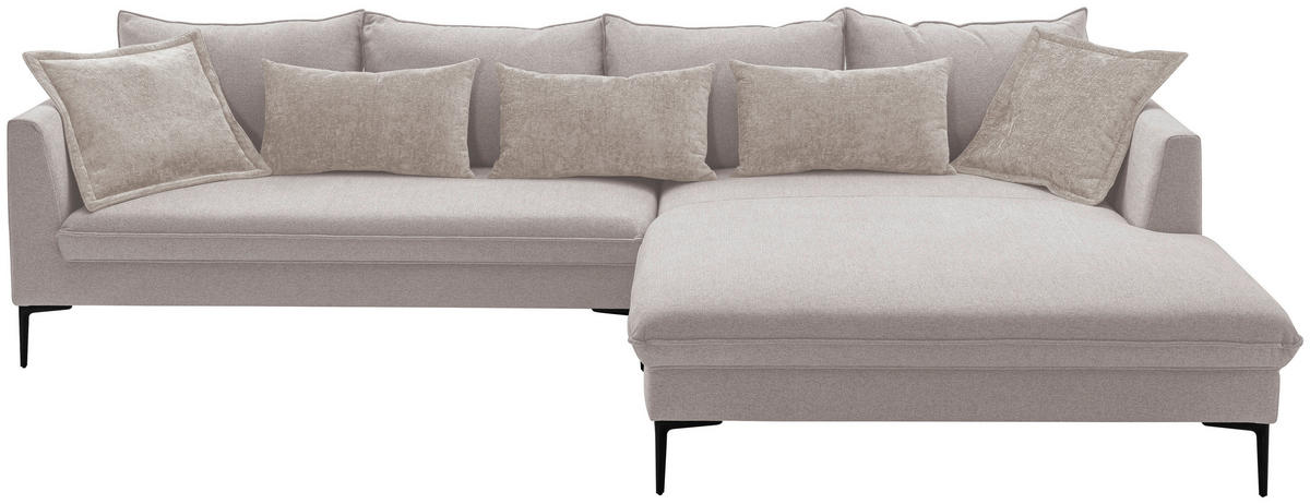 ECKSOFA in Flachgewebe Beige  - Beige/Schwarz, Design, Textil/Metall (321/187cm) - Livetastic