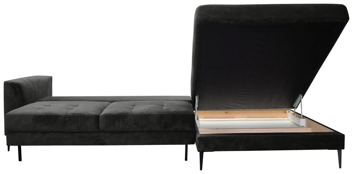 ECKSCHLAFSOFA in Mikrofaser Anthrazit  - Anthrazit/Schwarz, Modern, Textil (280/168cm) - Trendmanufaktur