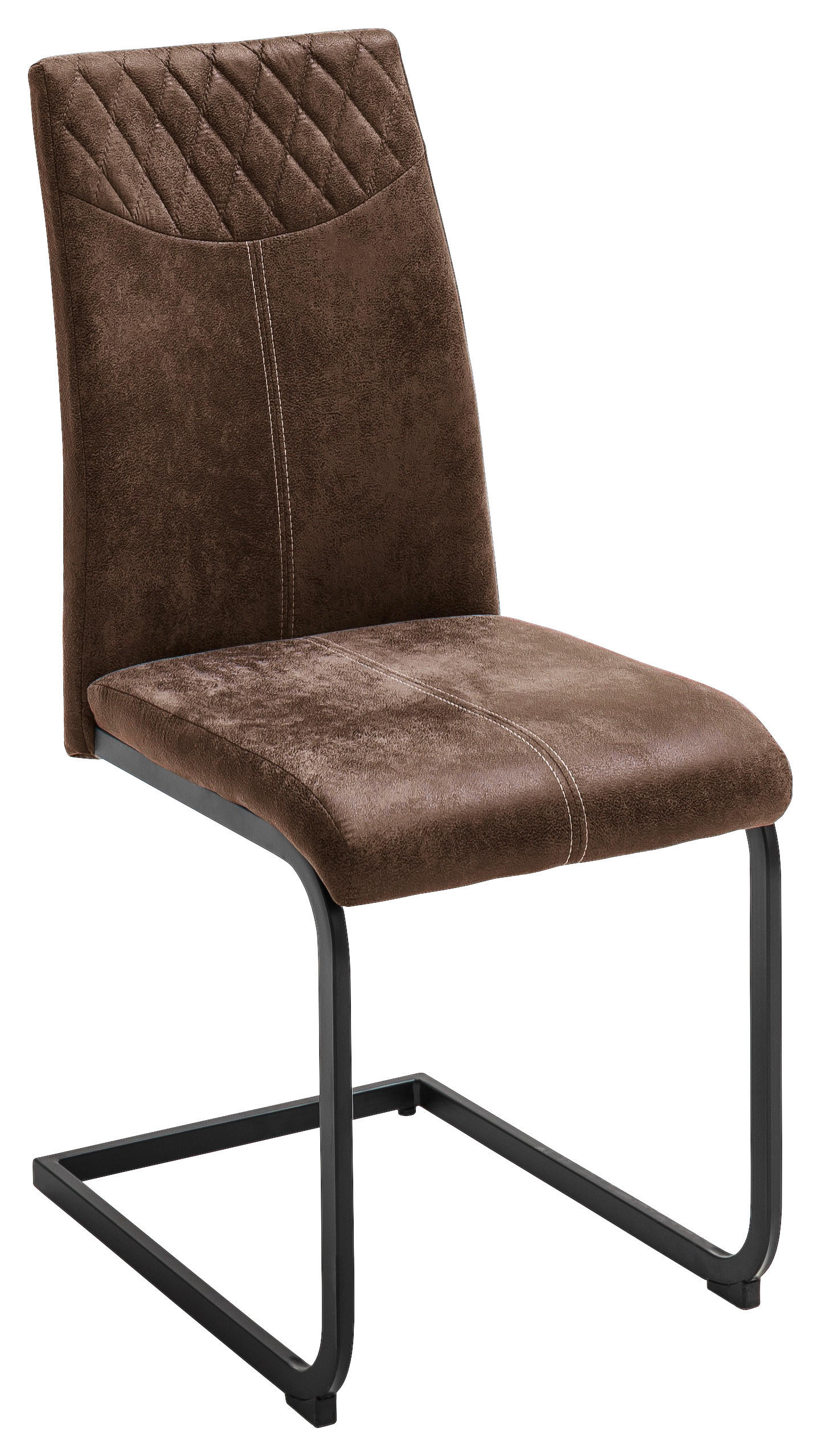 SCHWINGSTUHL  in Eisen Lederlook  - Schwarz/Braun, Design, Textil/Metall (42/94/60cm) - Ti'me