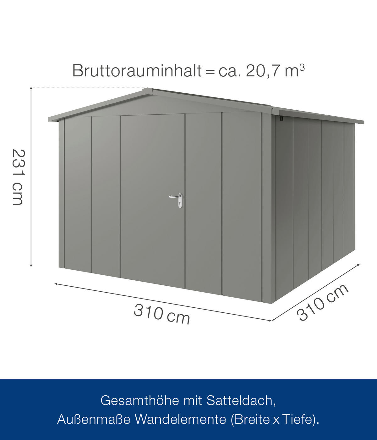 GERÄTEHAUS 333/231/325 cm  - Alufarben, Basics, Metall (333/231/325cm)