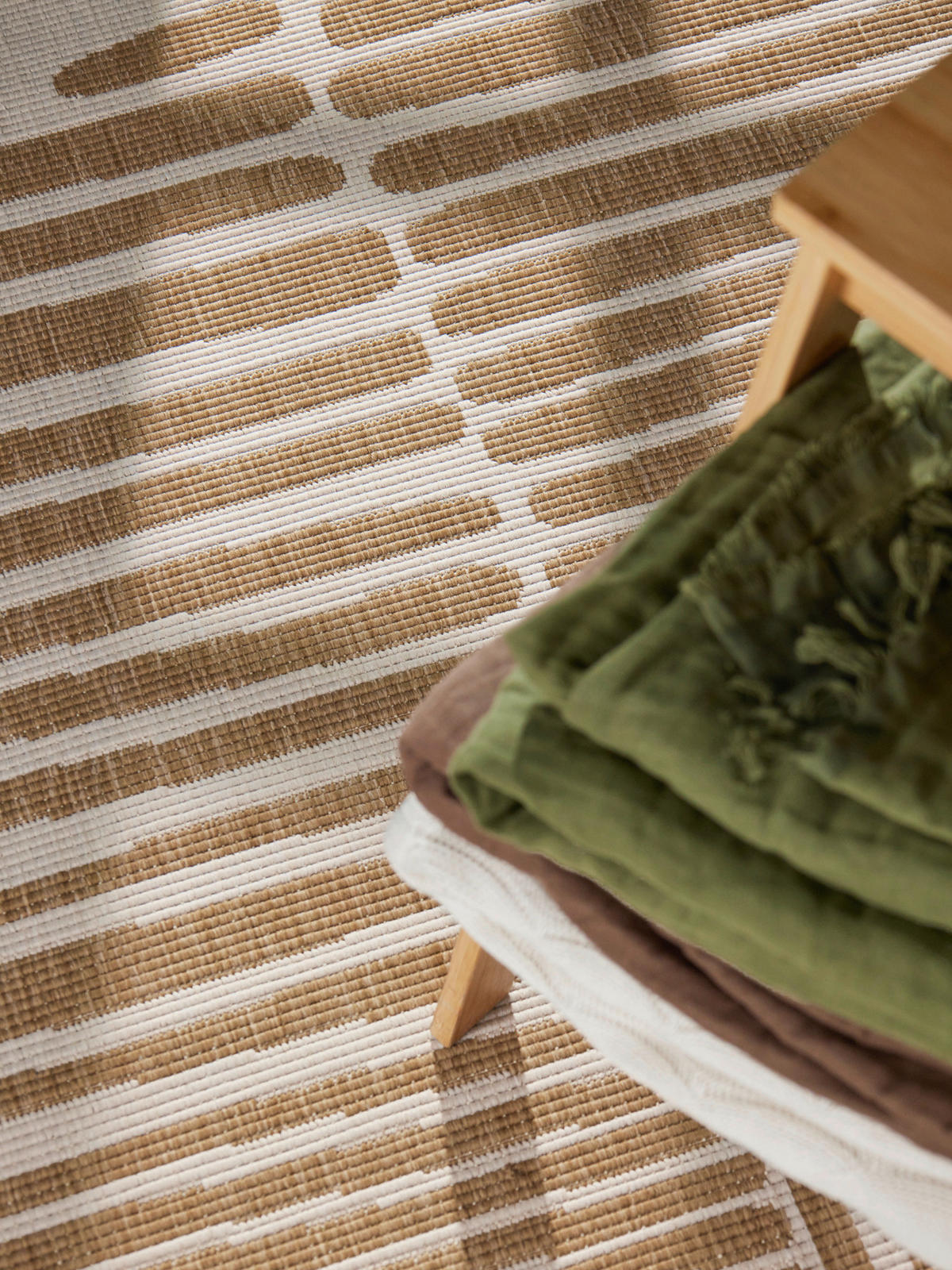 FLACHWEBETEPPICH 200 cm Haringey Weiß, Sandfarben rund  - Sandfarben/Weiß, Design, Kunststoff (200cm)