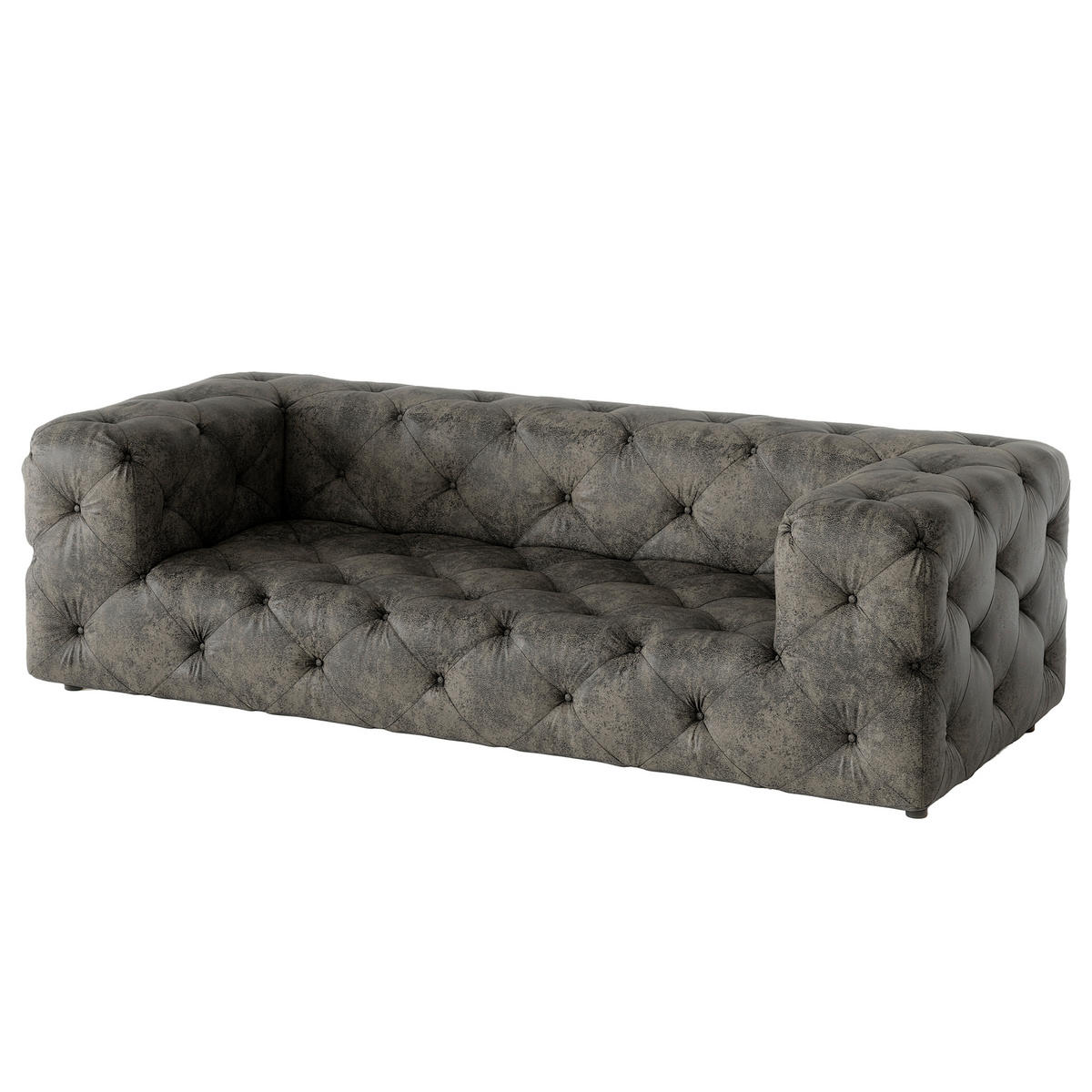 3-SITZER-SOFA Lederlook Anthrazit  - Anthrazit/Schwarz, Design, Kunststoff/Textil (230/71/100cm) - P & B