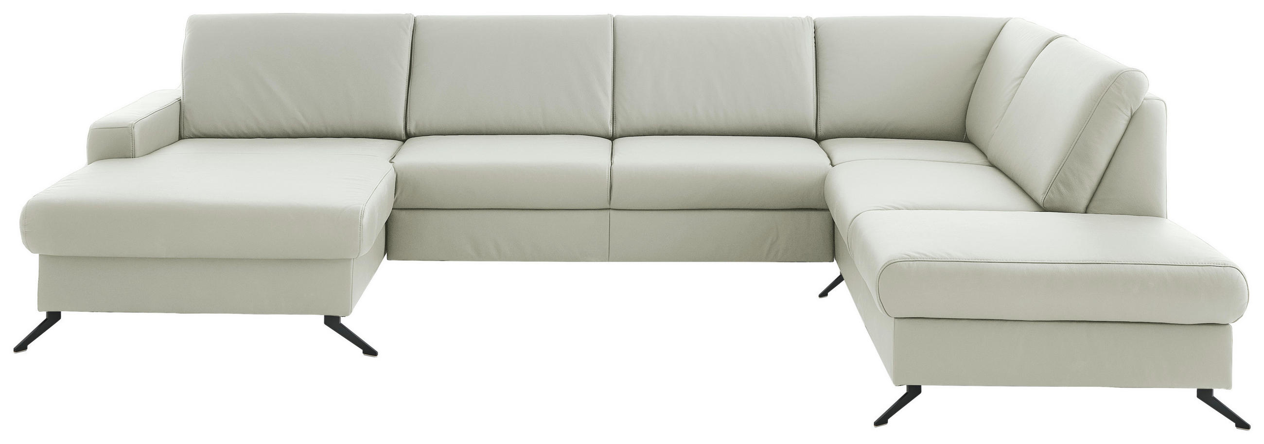 WOHNLANDSCHAFT in Echtleder Silberfarben  - Silberfarben/Schwarz, Design, Leder/Metall (165/339/233cm) - Beldomo Premium