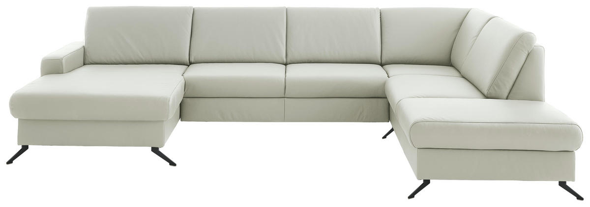 WOHNLANDSCHAFT in Echtleder Silberfarben  - Silberfarben/Schwarz, Design, Leder/Metall (165/339/233cm) - Beldomo Premium