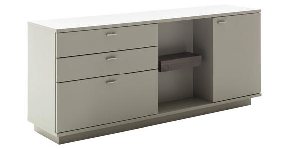 SIDEBOARD Grau, Eichefarben  180/77/44 cm  - Eichefarben/Grau, Design, Holzwerkstoff/Metall (180/77/44cm) - Novel