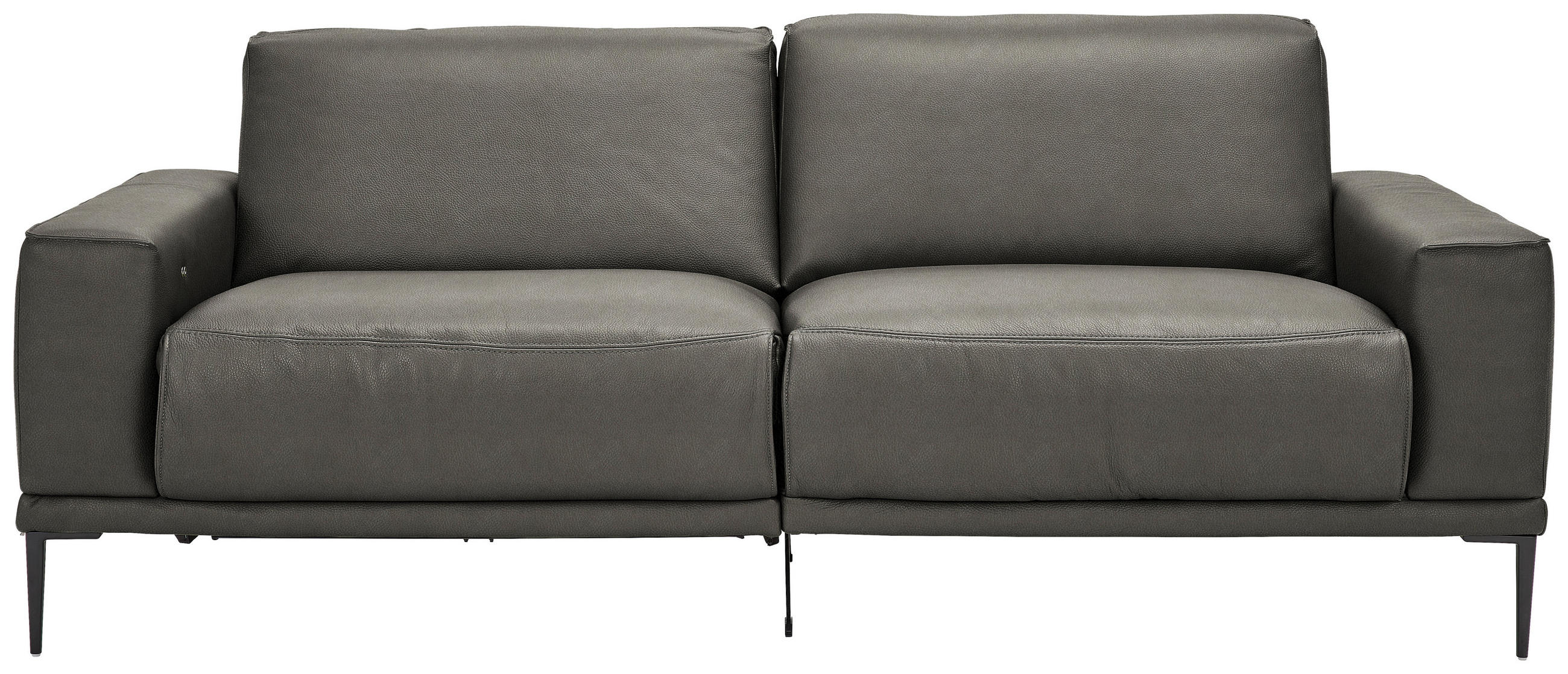 2,5-SITZER in Echtleder Dunkelgrau  - Dunkelgrau/Schwarz, Design, Leder/Metall (200/102/92cm) - Johann Jakob