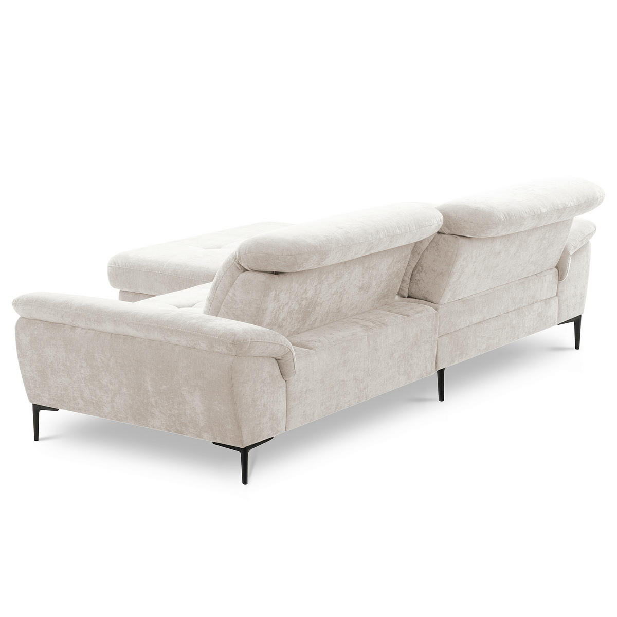 ECKSOFA  Webstoff Sandfarben  - Sandfarben/Schwarz, Design, Textil/Metall (195/268cm) - Livetastic