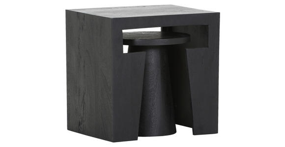BEISTELLTISCHSET Mangoholz massiv rechteckig Schwarz - Schwarz, Design, Holz (50/40/50cm) - Carryhome