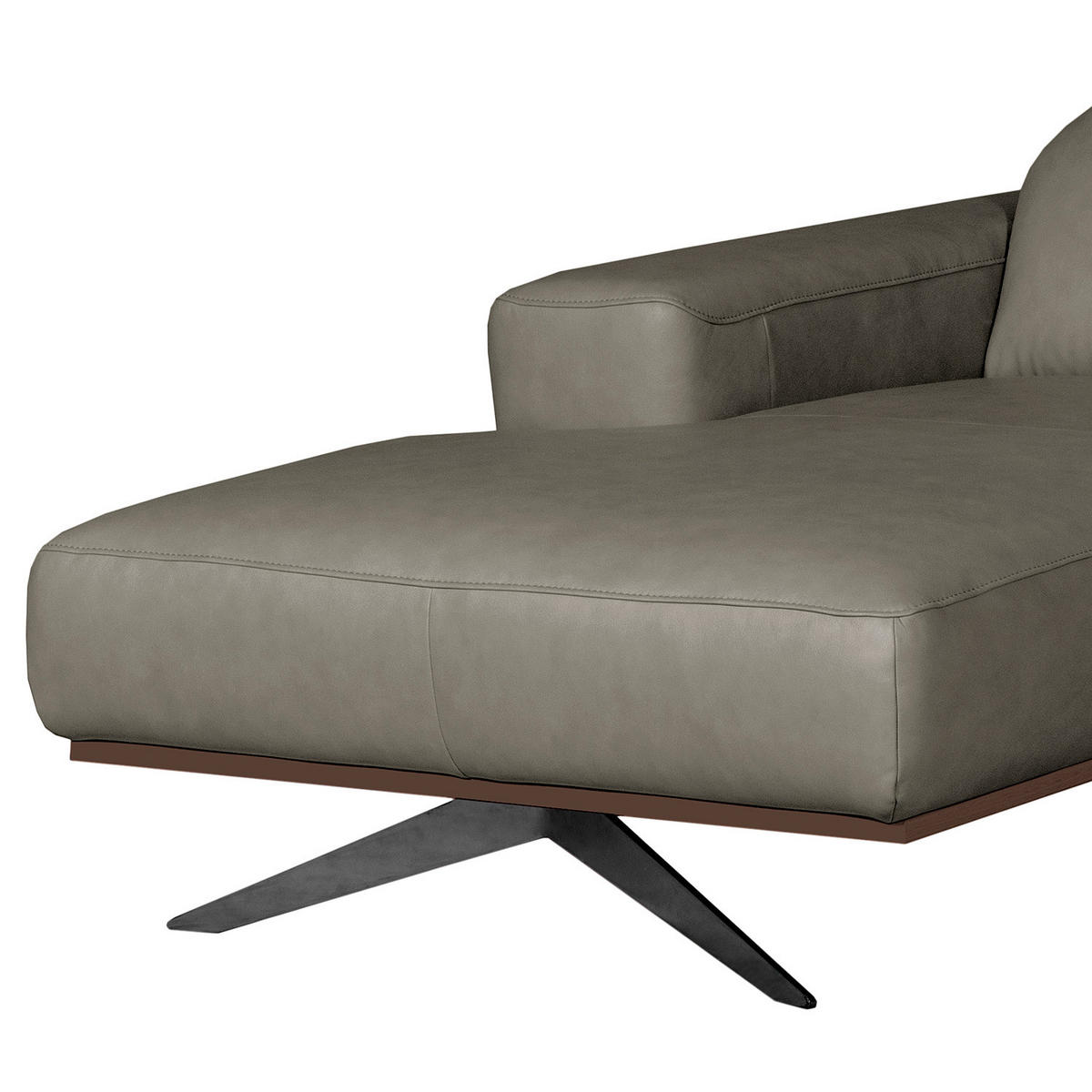 ECKSOFA  in Echtleder Grau Rücken echt, Kopfteilverstellung  187/295 cm  - Schwarz/Grau, Design, Leder/Metall (187/295cm) - Livetastic