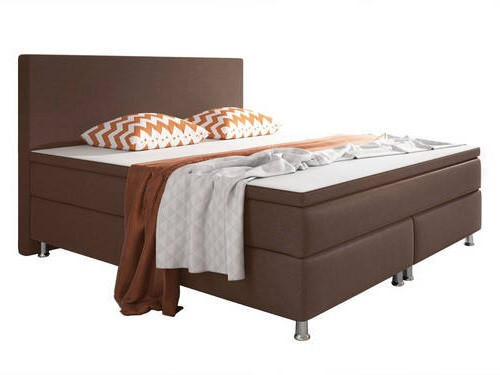 BOXSPRINGBETT 180/200 cm  in Braun  - Silberfarben/Braun, KONVENTIONELL, Textil/Metall (180/200cm) - MID.YOU