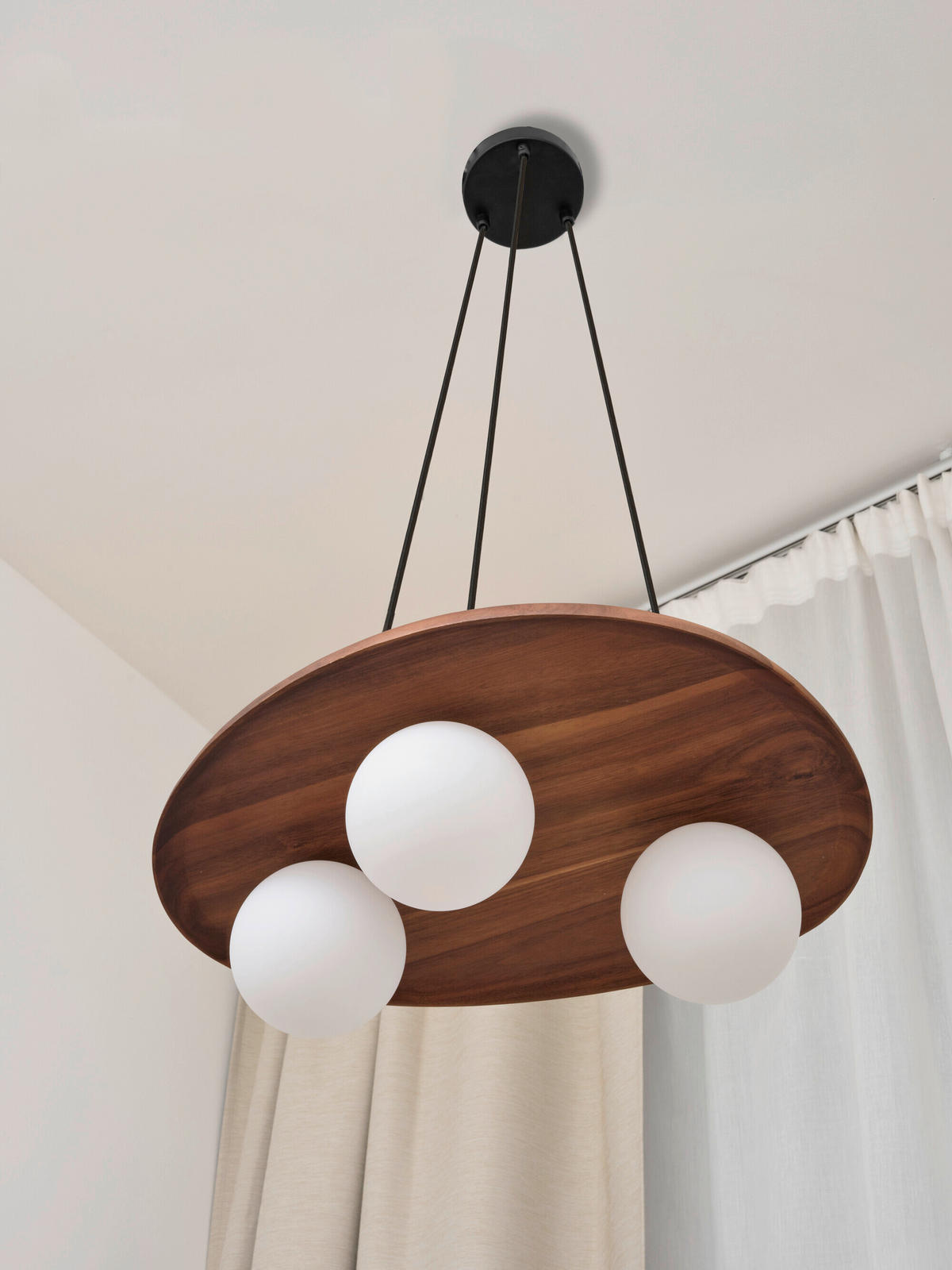 HÄNGELEUCHTE 50/38,5/150 cm  - Akaziefarben, Basics, Glas/Holz (50/38,5/150cm) - Osram
