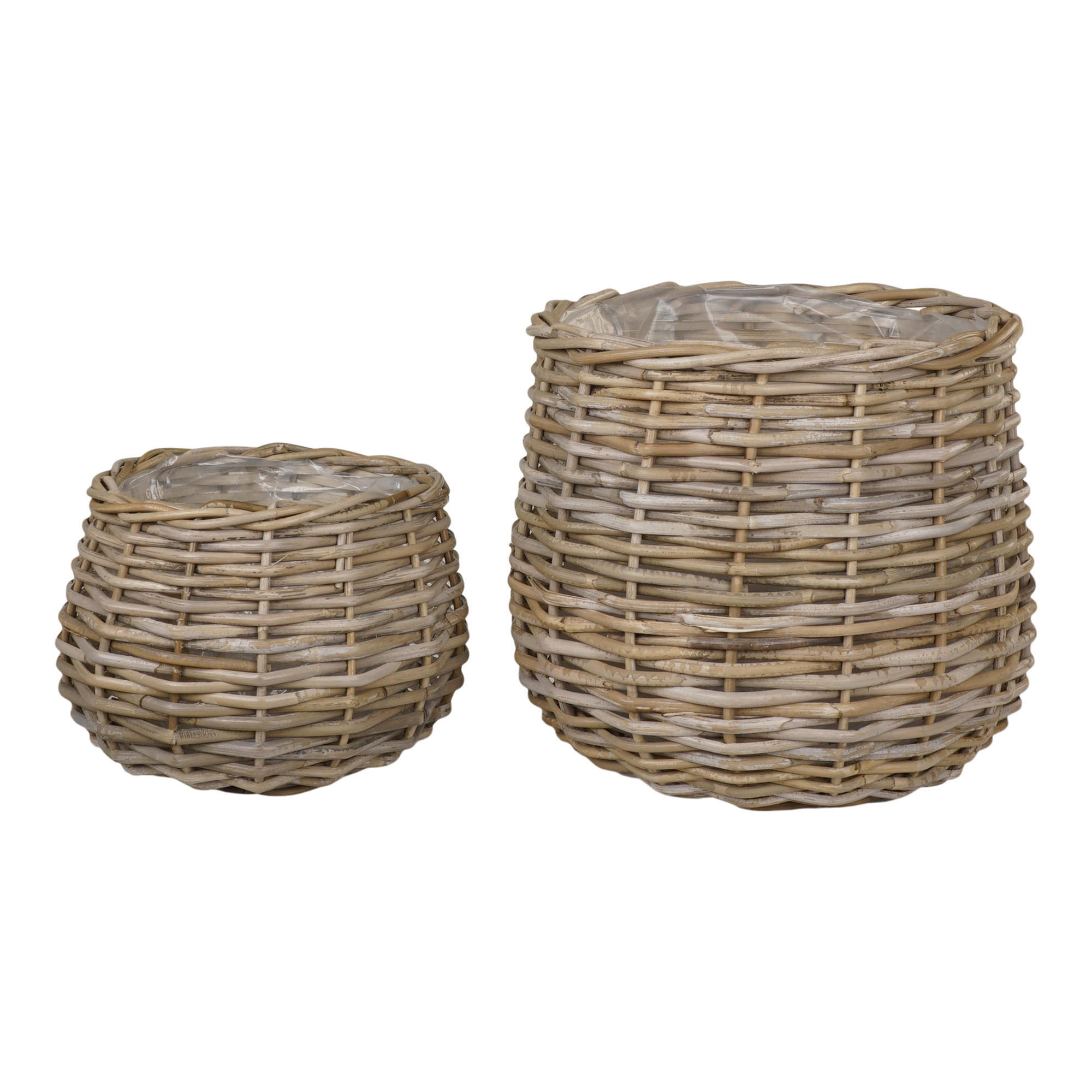 KORBSET 2-teilig  - Klar/Hellbraun, Basics, Holz/Kunststoff (38/34cm)