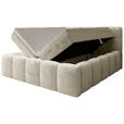 BOXBETT 160/200 cm,  in Beige, gepolstertes Kopfteil, Bettkasten, Topper, Matratzen, H3 + H3 = fest  - Beige/Schwarz, MODERN, Kunststoff/Textil (160/200cm) - Xora