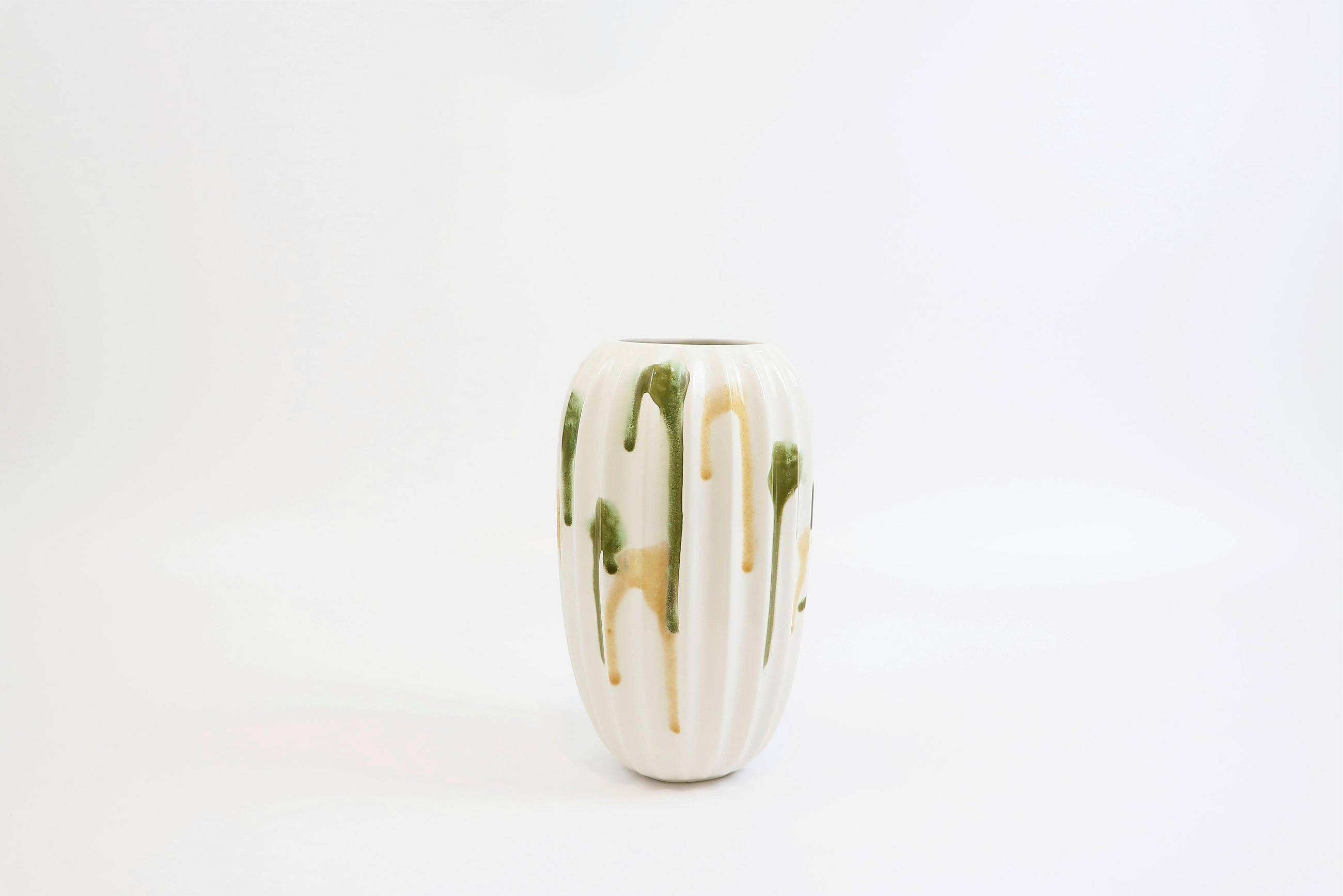 VASE 28 cm  - Smaragdgrün/Beige, Basics, Keramik (16,5/28cm) - Ambia Home