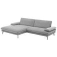 ECKSOFA  in Velours Hellgrau  184/284 cm  - Hellgrau/Schwarz, Design, Textil/Metall (184/284cm) - Dieter Knoll
