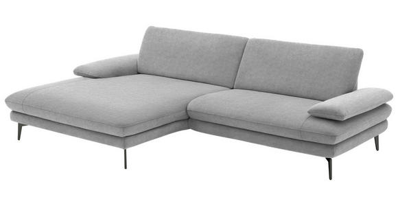 ECKSOFA  in Velours Hellgrau  184/284 cm  - Hellgrau/Schwarz, Design, Textil/Metall (184/284cm) - Dieter Knoll