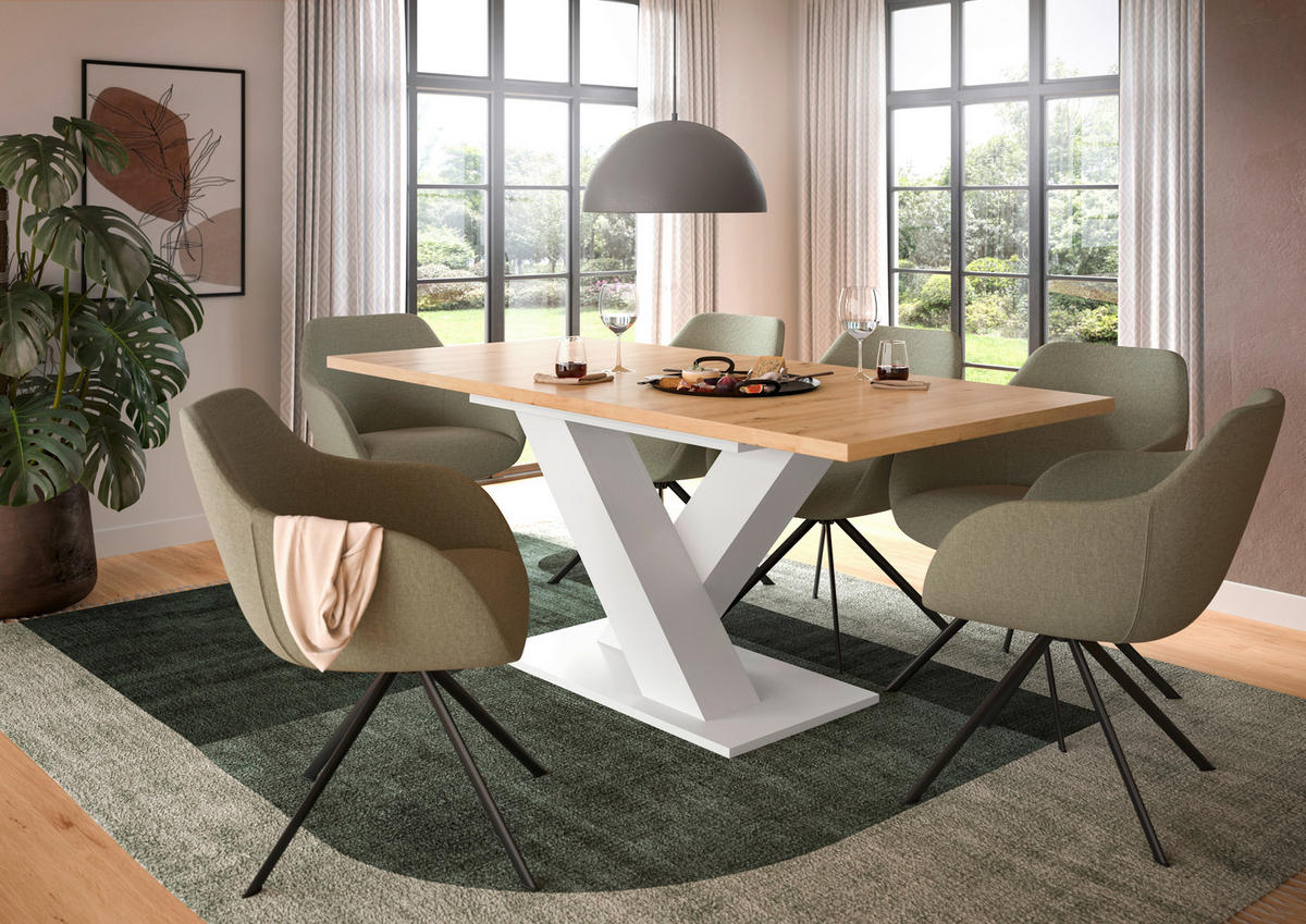 AUSZIEHTISCH Eiche Artisan rechteckig  ausziehbar  - Eiche Artisan/Weiß, KONVENTIONELL, Holzwerkstoff (150-190/76/90cm)
