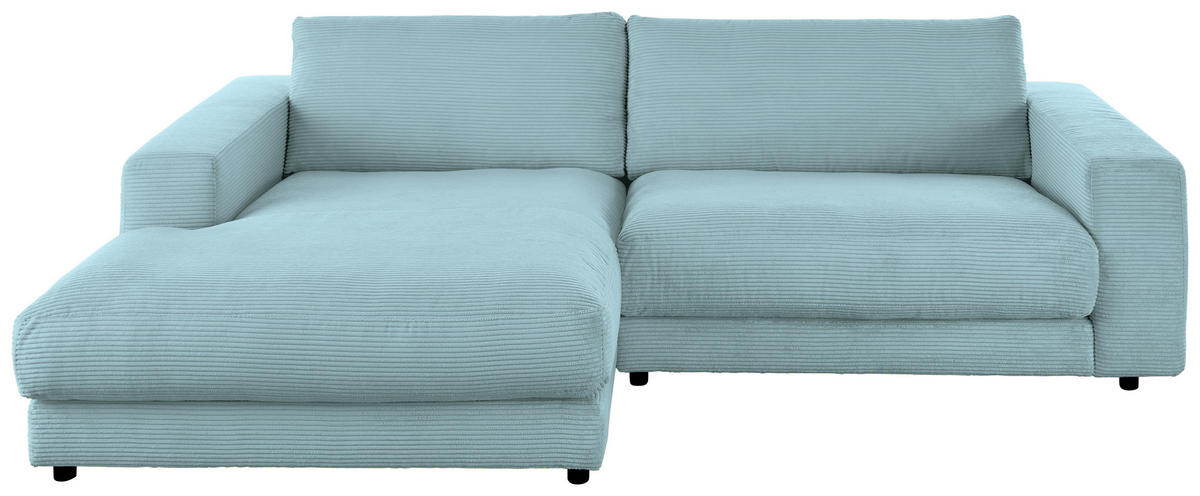 ECKSOFA in Cord Hellblau  190/270 cm  - Schwarz/Hellblau, Design, Kunststoff/Textil (190/270cm) - Lomoco