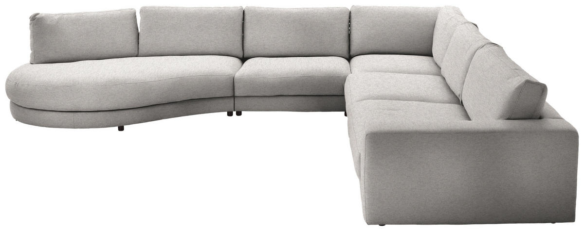 ECKSOFA in Flachgewebe Hellgrau  - Hellgrau/Schwarz, Design, Kunststoff/Textil (425/365cm) - Lomoco