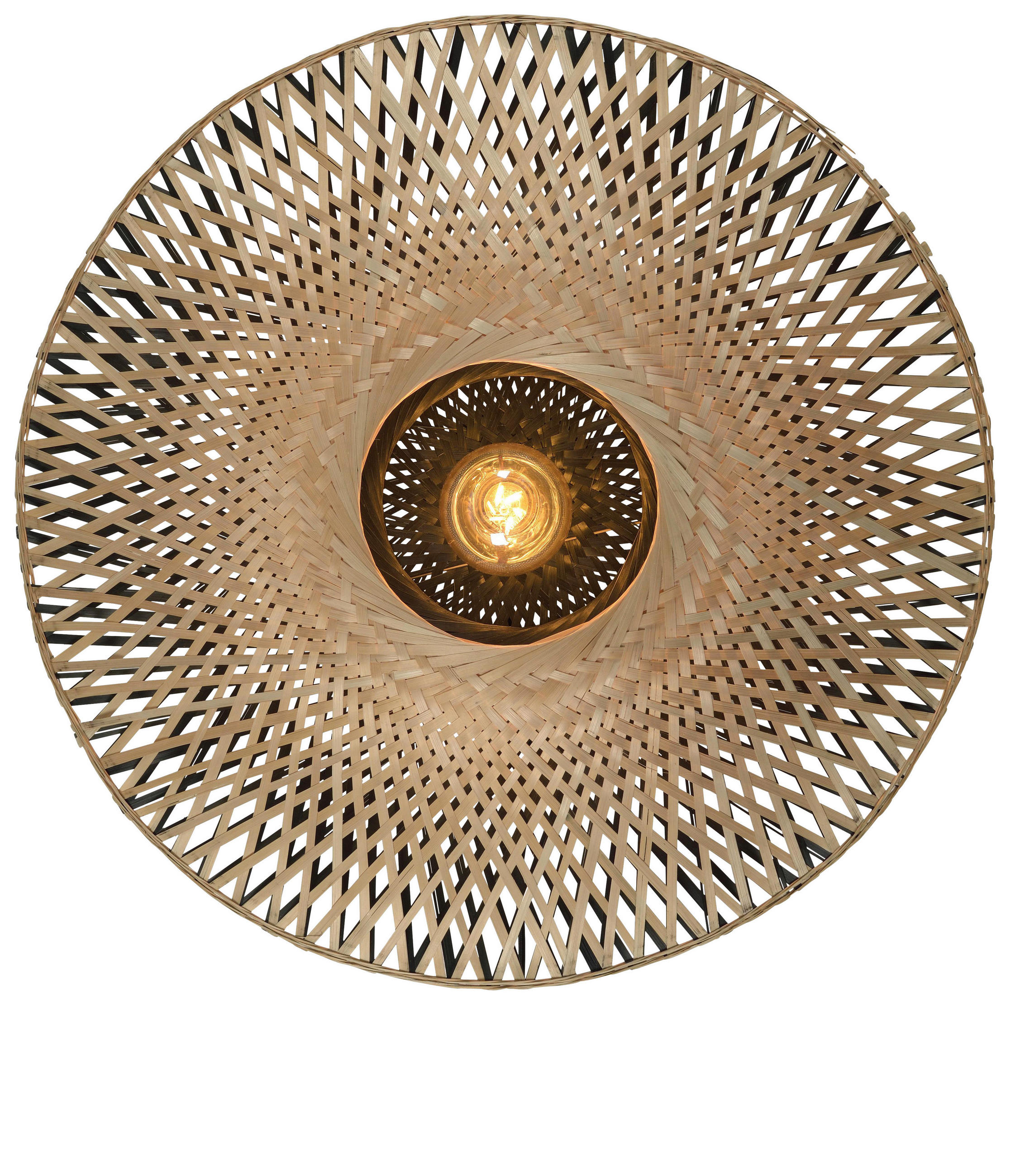 DECKENLEUCHTE Kalimantan 47/24 cm - Hellbraun/Schwarz, Natur, Naturmaterialien/Metall (47/24cm) - Good & Mojo