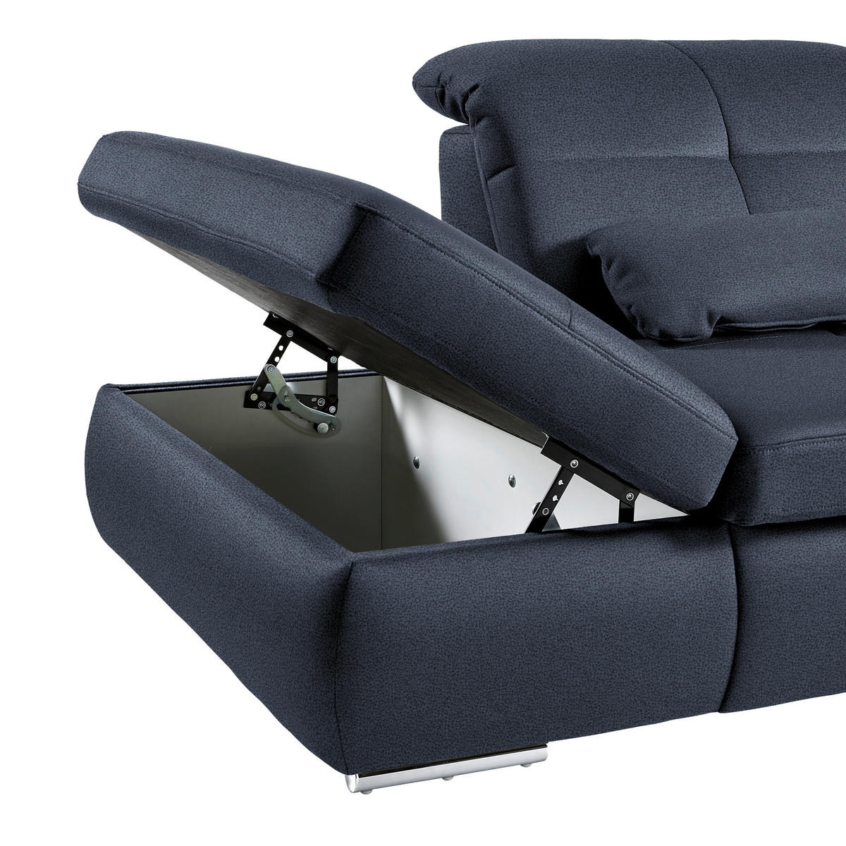 WOHNLANDSCHAFT  in Mikrofaser Blau  - Chromfarben/Blau, Design, Holzwerkstoff/Textil (260/371/195cm) - Beldomo Style