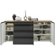 SIDEBOARD Grau Einlegeböden  - Eichefarben/Anthrazit, Design, Holzwerkstoff/Metall (225/102/41cm) - Dieter Knoll