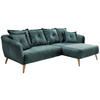 ECKSOFA Blau Velours  - Blau/Buchefarben, MODERN, Holz/Textil (277/162cm) - Livetastic