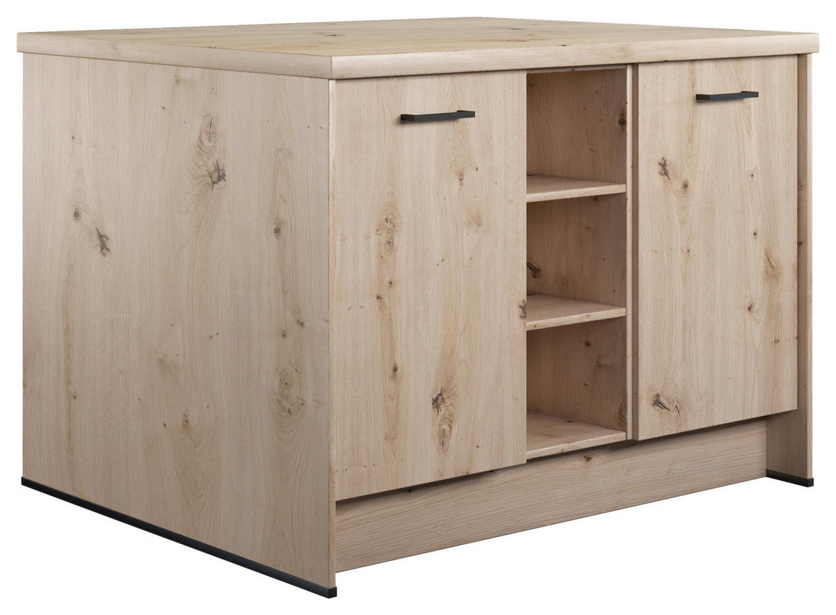 KÜCHENINSEL 123,4/91,8/96,6 cm  in Eichefarben  - Eichefarben/Schwarz, Basics, Holzwerkstoff/Metall (123,4/91,8/96,6cm) - Impuls