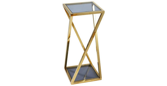 BLUMENSÄULE in Metall, Glas 30/70/30 cm - Blau/Goldfarben, Design, Glas/Metall (30/70/30cm) - Xora