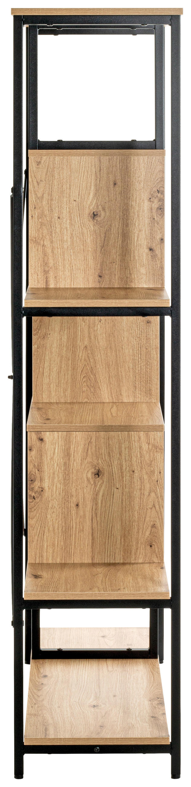 REGAL Schwarz, Eichefarben  - Eichefarben/Schwarz, Design, Holzwerkstoff/Metall (84/163/35cm)