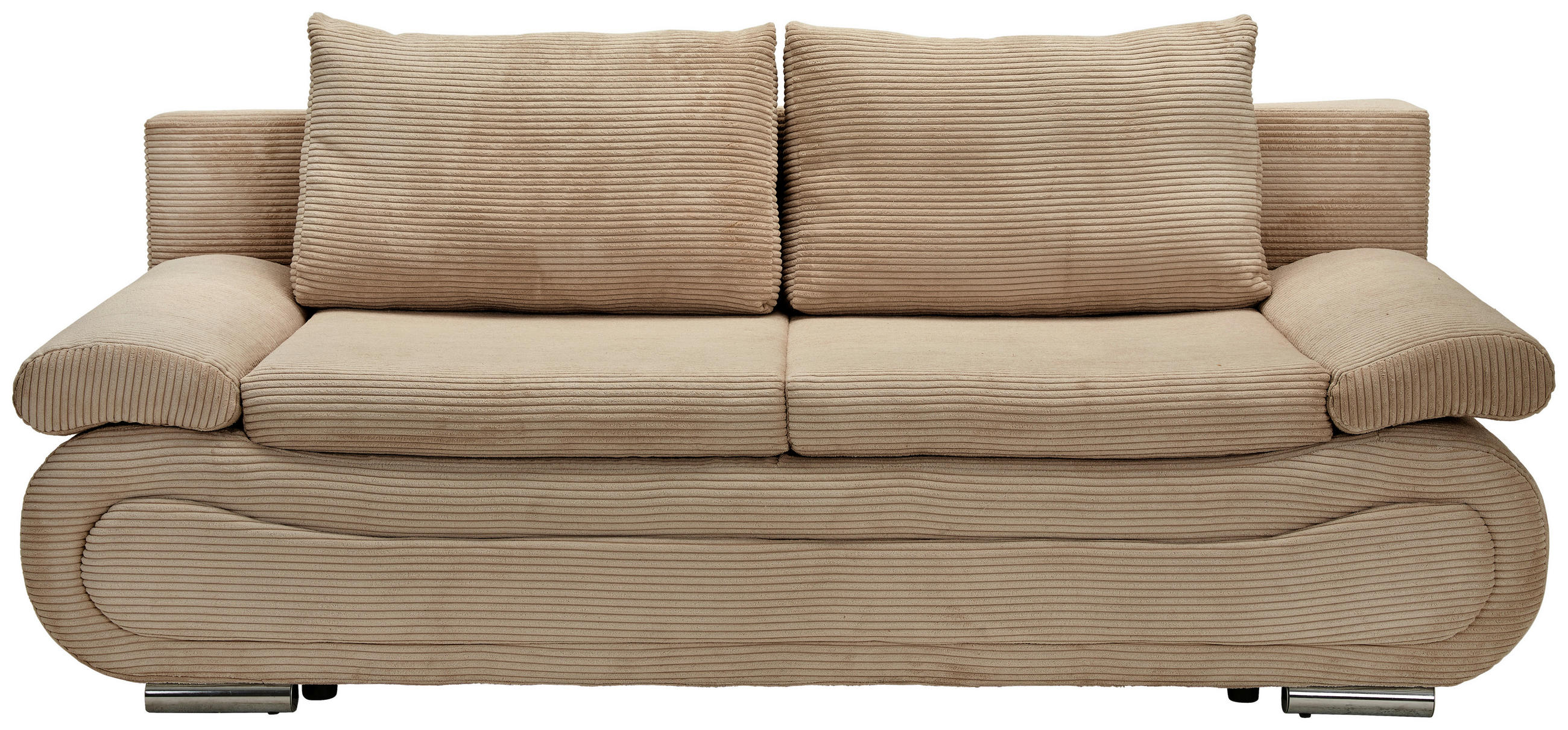 SCHLAFSOFA  mit Bettfunktion erhältlich Cord Hellbraun  - Chromfarben/Hellbraun, Design, Textil/Metall (200/78/90cm) - Venda