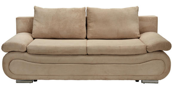 SCHLAFSOFA  in Cord Hellbraun  - Chromfarben/Hellbraun, Design, Textil/Metall (200/78/90cm) - Venda
