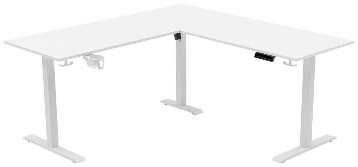 ECKSCHREIBTISCH 160/160/72-117 cm  in Weiß  - Weiß, KONVENTIONELL, Holzwerkstoff/Kunststoff (160/160/72-117cm) - Carryhome