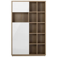 REGAL  123/198,5/35,5 cm Eiche Artisan, Weiß Hochglanz  - Weiß Hochglanz/Eiche Artisan, Design, Holzwerkstoff (123/198,5/35,5cm) - Stylife