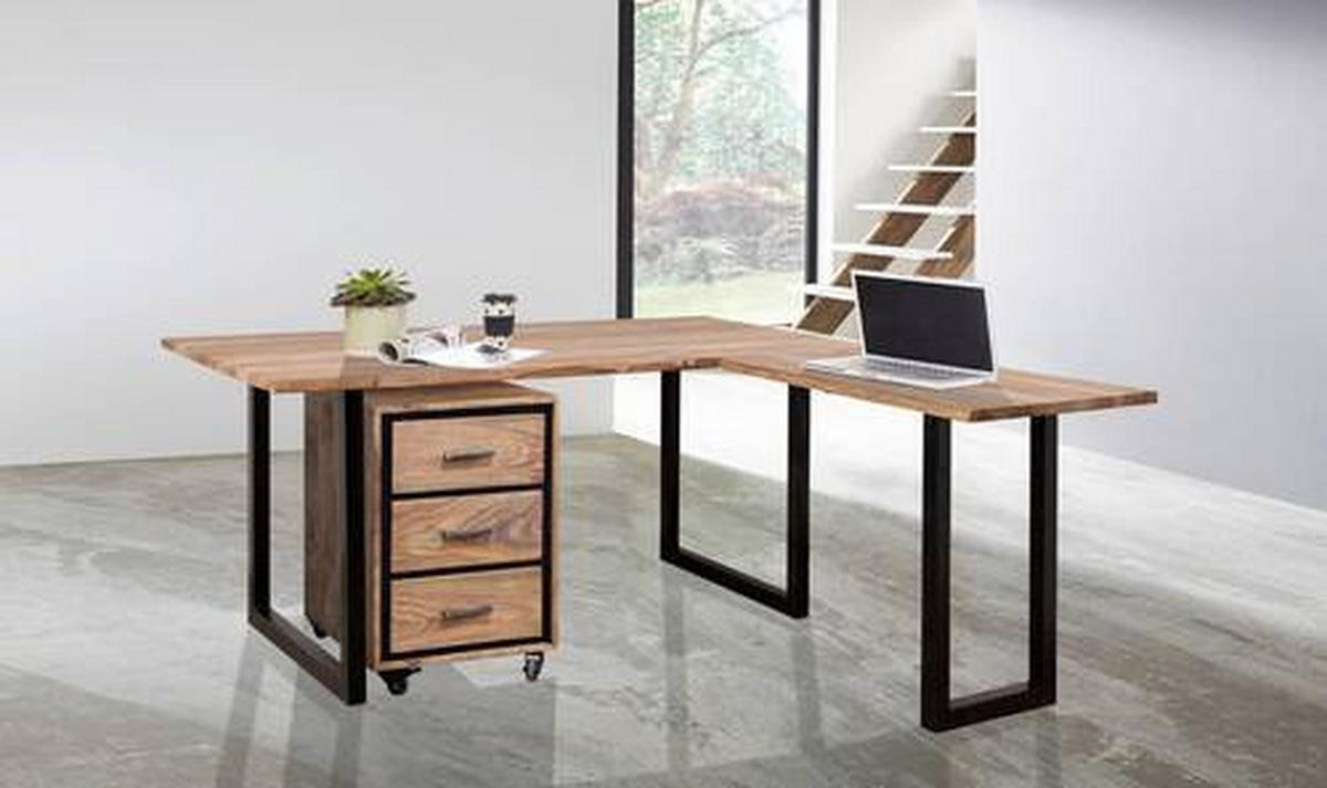 PISAĆI STOL KUTNI  crna, boje Sheeshama  drvo  - crna/boje Sheeshama, Lifestyle, drvo/metal (180/180/77cm) - MID.YOU