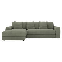 ECKSOFA in Cord Olivgrün  182/302 cm  - Schwarz/Olivgrün, MODERN, Kunststoff/Textil (182/302cm) - Carryhome