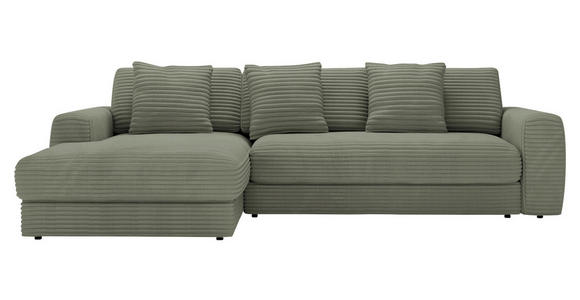 ECKSOFA in Cord Olivgrün  182/302 cm  - Schwarz/Olivgrün, MODERN, Kunststoff/Textil (182/302cm) - Carryhome