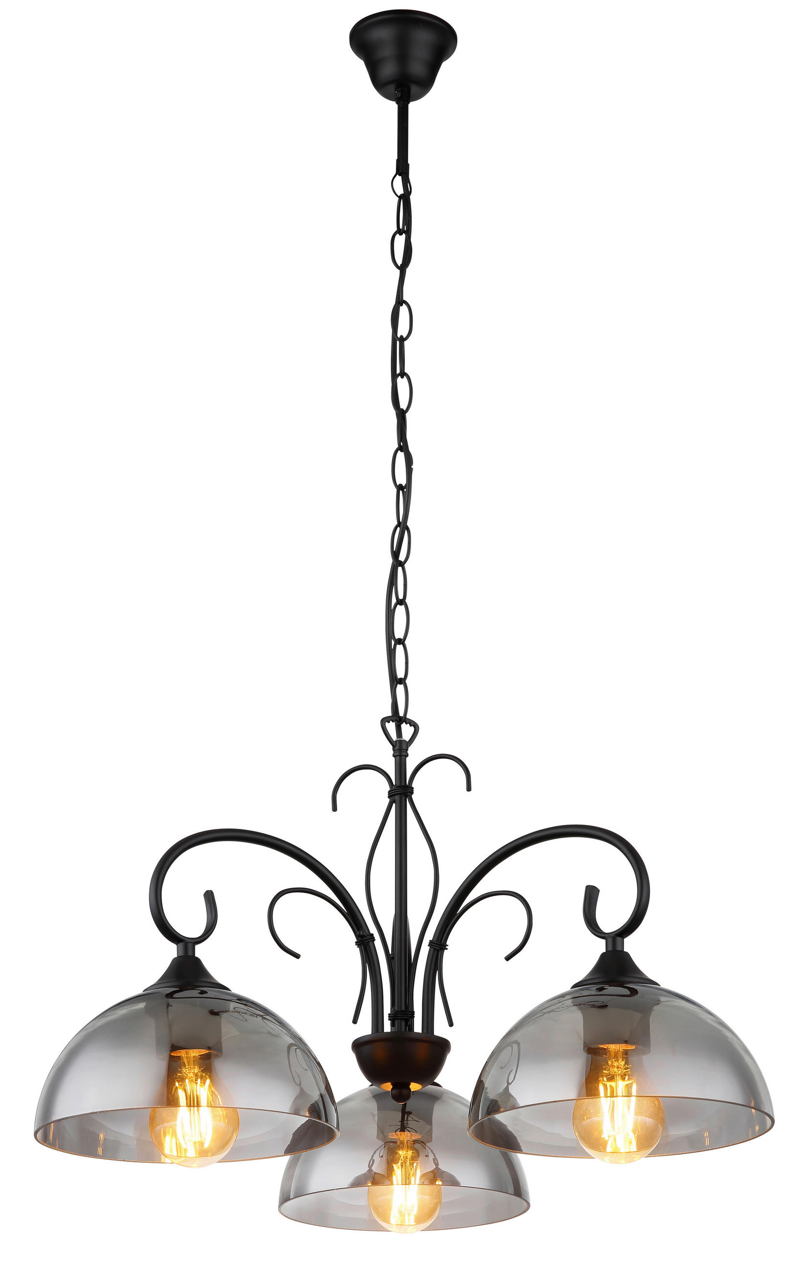 HÄNGELEUCHTE 56/120 cm    - Schwarz, Konventionell, Glas/Metall (56/120cm) - Globo