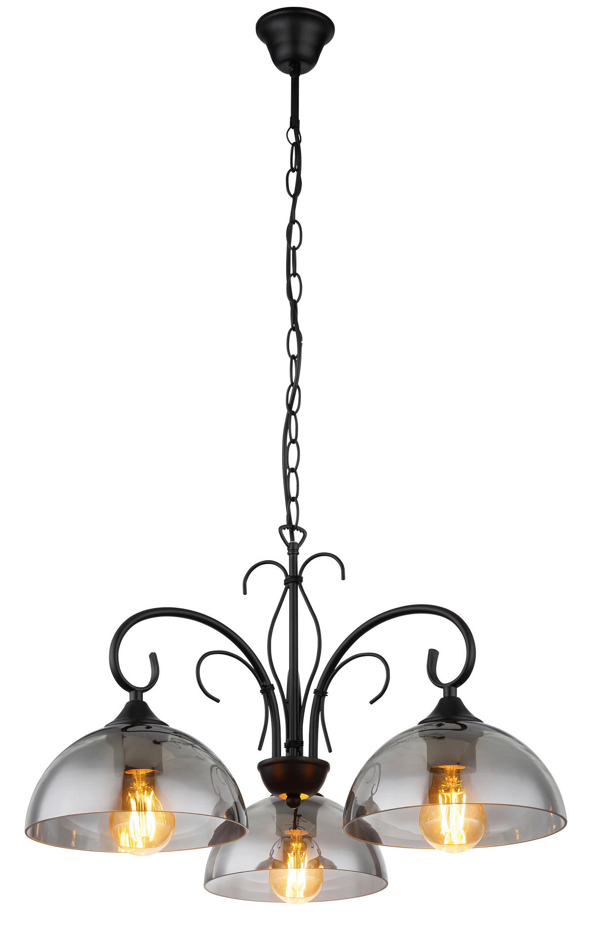 HÄNGELEUCHTE 56/120 cm    - Schwarz, Konventionell, Glas/Metall (56/120cm) - Globo
