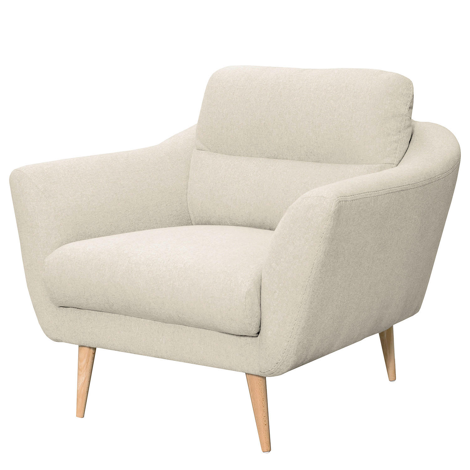 SESSEL in Webstoff Creme  - Buchefarben/Creme, Design, Holz/Textil (92/87/88cm) - Livetastic