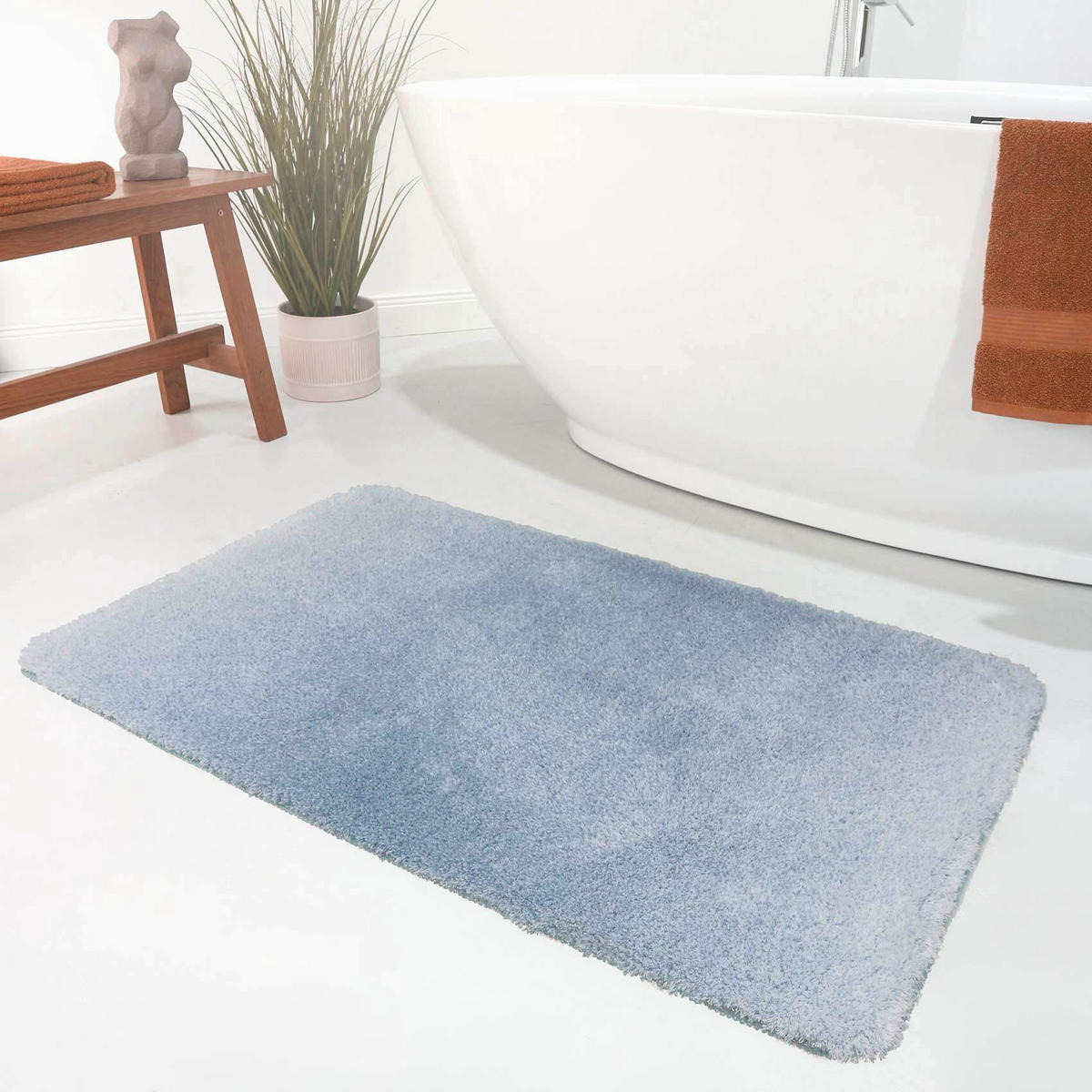 BADTEPPICH Graublau 60/100 cm  - Graublau, Basics, Kunststoff/Textil (60/100cm) - WECON HOME