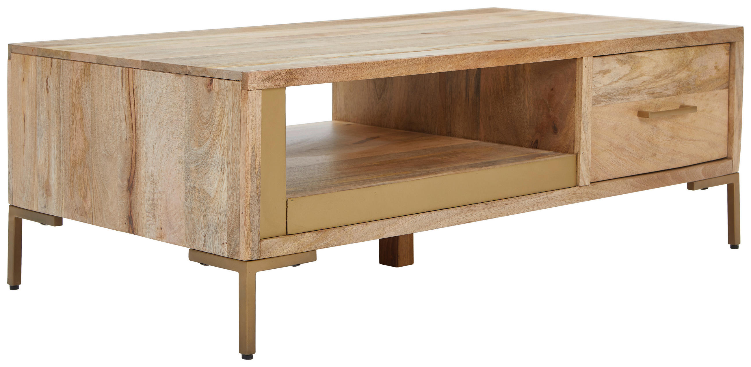 COUCHTISCH in Holz 130/45/70 cm  - Goldfarben/Naturfarben, Natur, Holz/Metall (130/45/70cm) - MID.YOU