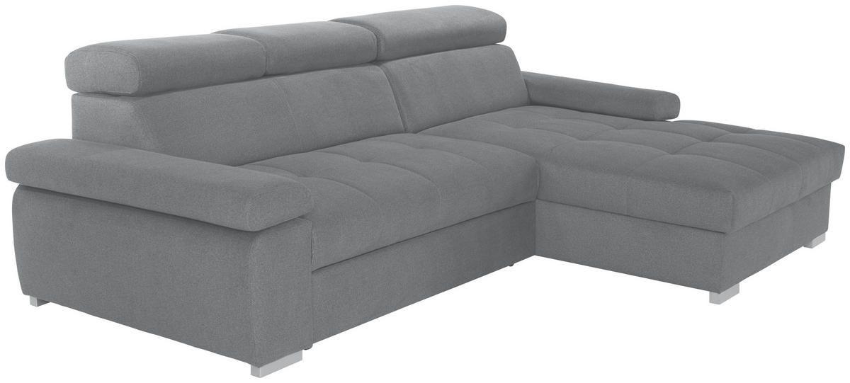 ECKSOFA in Velours Grau  - Silberfarben/Grau, Design, Holz/Textil (292/183cm) - Livetastic