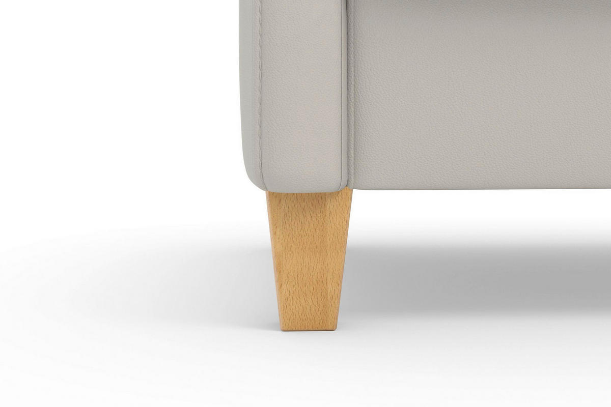 SESSEL in Echtleder Hellgrau  - Eichefarben/Hellgrau, Basics, Leder/Holz (70/93/75cm) - Sit & More