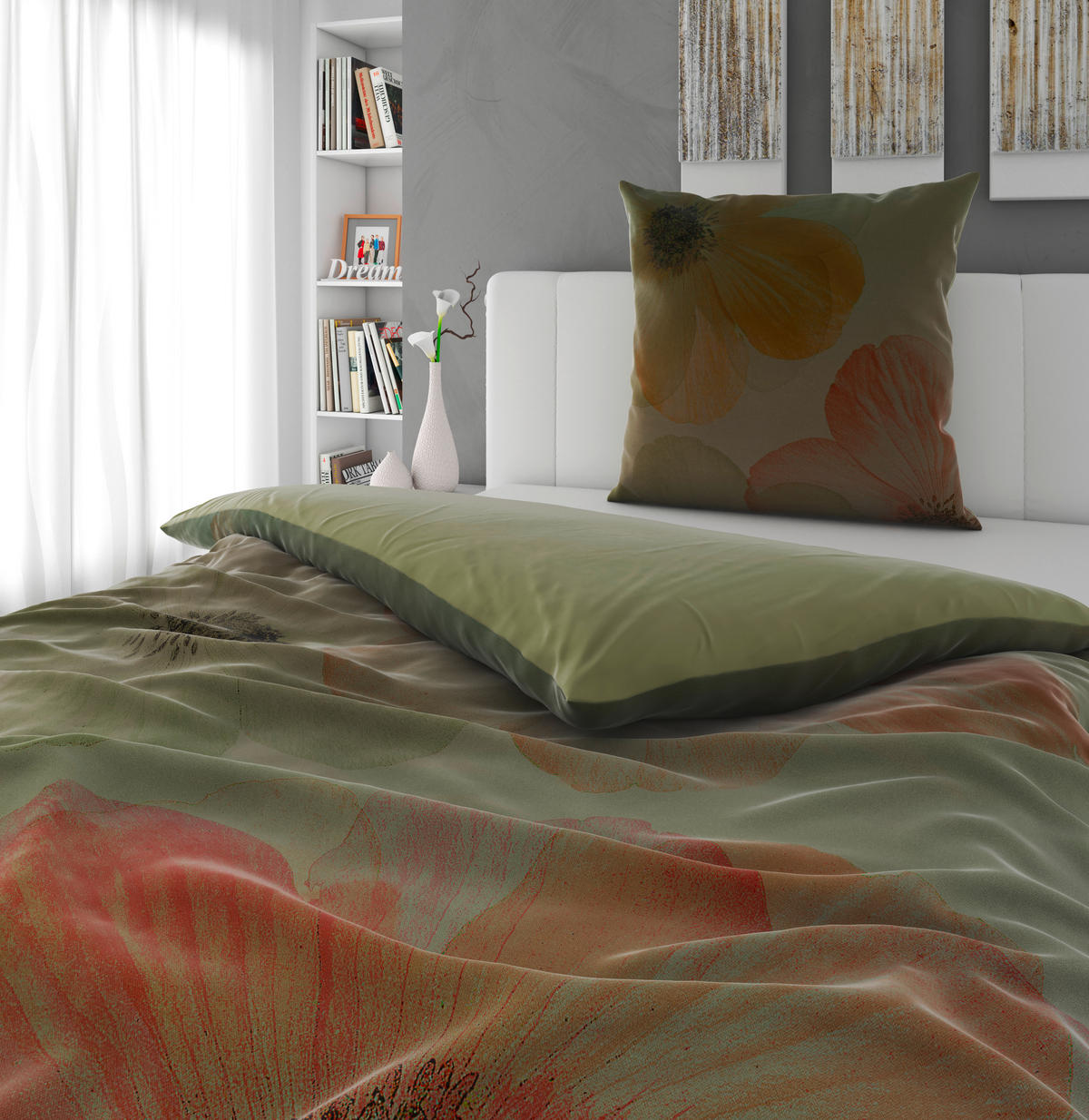 WENDEBETTWÄSCHE Satin 135/200 cm  - Grün, Textil (135/200cm) - Novel